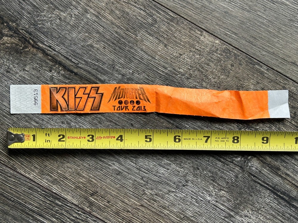 KISS Backstage Pass Concert Wristband Monster Tour 2013 Orange Vintage Kiss