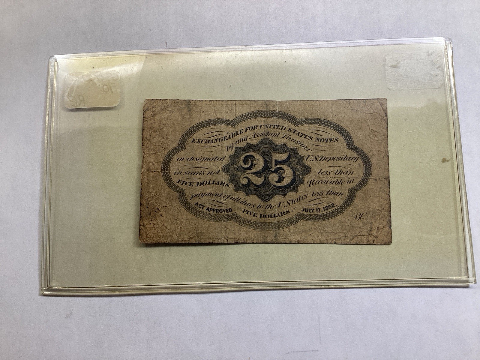 1862-25 Cent Fractional FR1282 Postage Currency 030726 70re