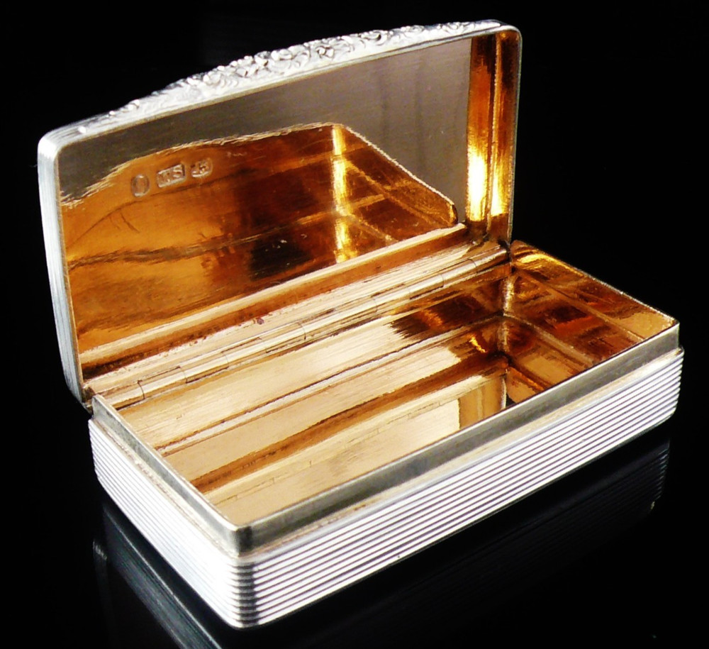 Immaculate Sterling Silver Snuff Box, Hallmarked Birmingham 1836