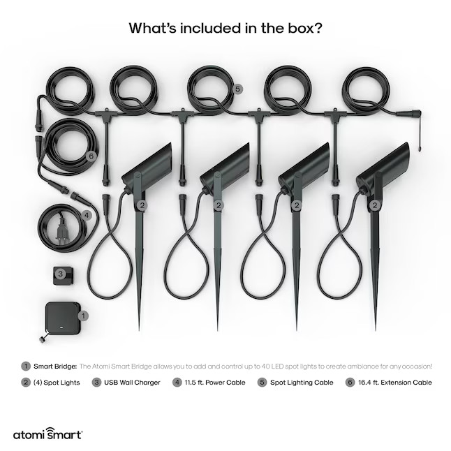 atomi Smart Spot Lights 400 -Lumens 10 -Watt Black Color Changing LED 4 pack new