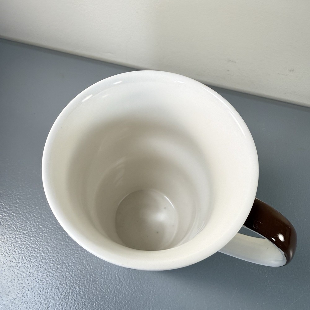 Pier 1 Hand Painted Mug White Multicolor Leaf Pattern Stoneware Cup