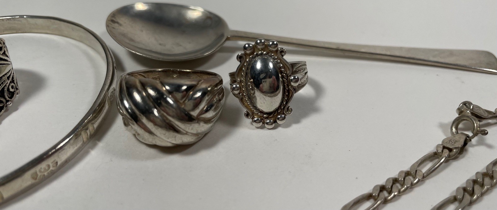 925 STERLING SILVER JEWELRY RINGS PENDANTS BRACELET NECKLACES SPOON 76.5 grams