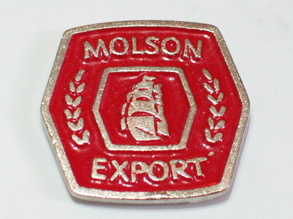 Molson Export Pin Badge , Vintage Beer Pin (2 Posts) **