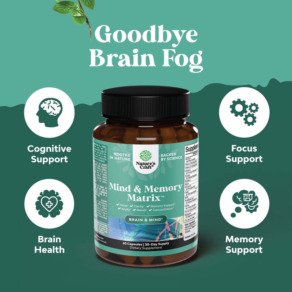 Advanced Brain Supplement for Memory and Focus - Nootropics Brain Support 60ct