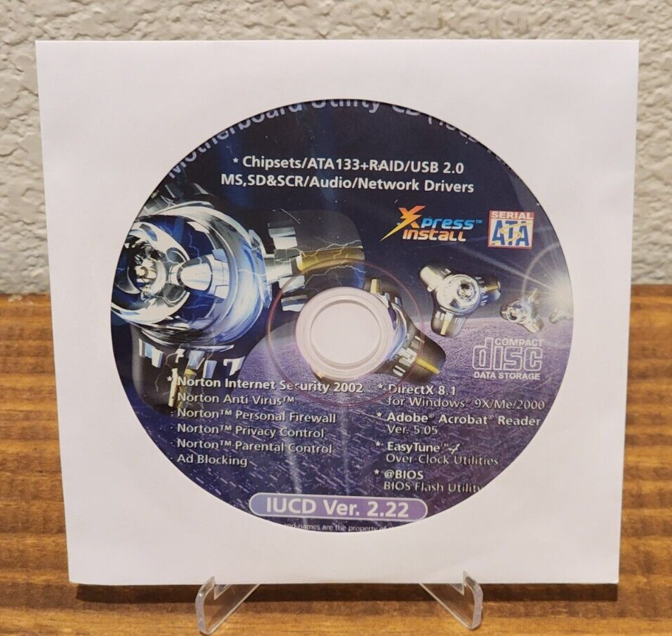 Motherboard Utility CD IUCD Ver. 2.22 Windows 2000 Version Bios Drivers Disc