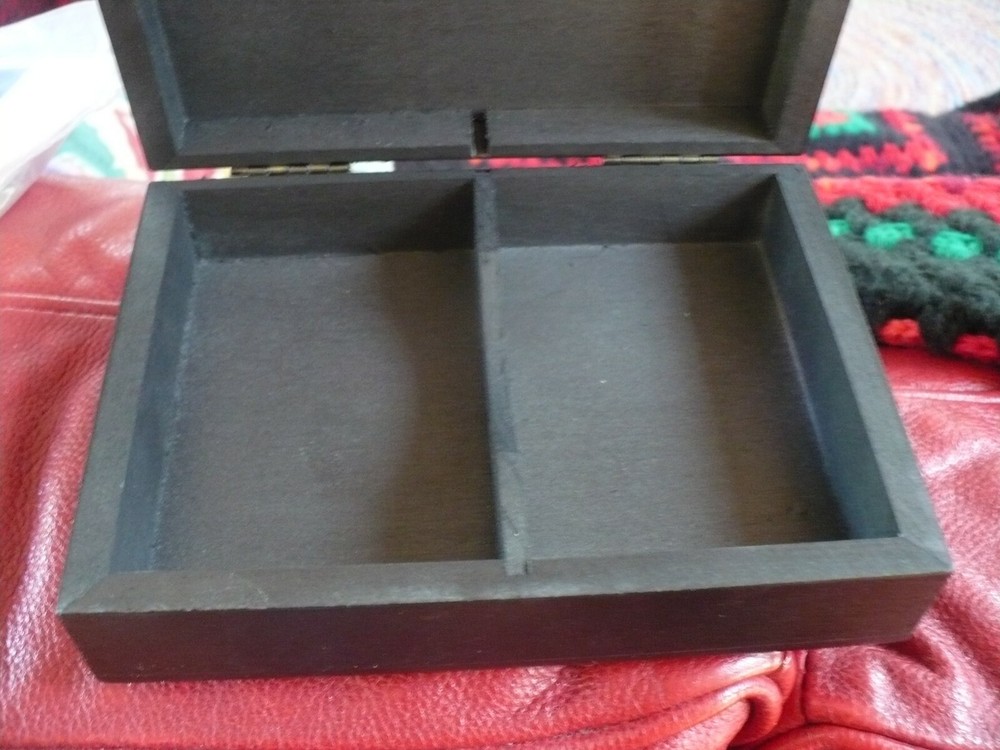 Black wood box for needlework cross-stitch insert