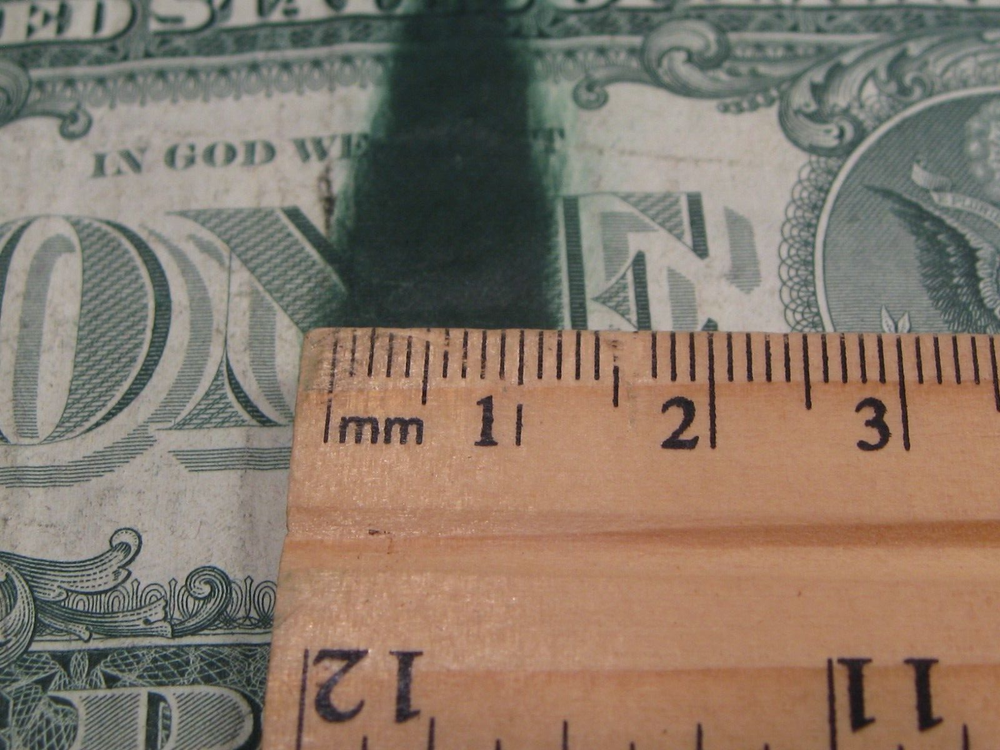 ERROR Note: INK SMEAR. 1974 $1 One Dollar FRN Note. B/C Block.