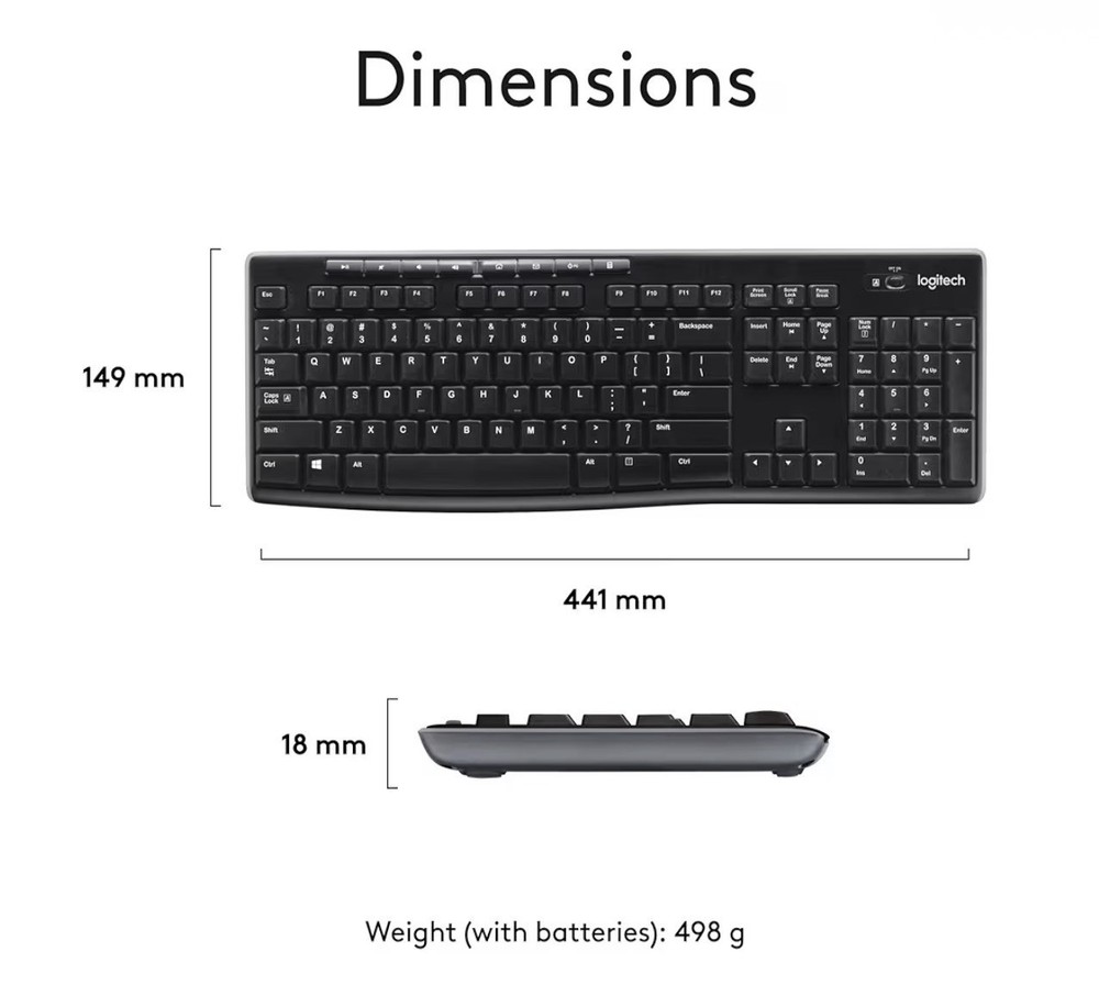 Logitech Wireless Keyboard & Mouse Bundle Black USB Receiver QWERTY
