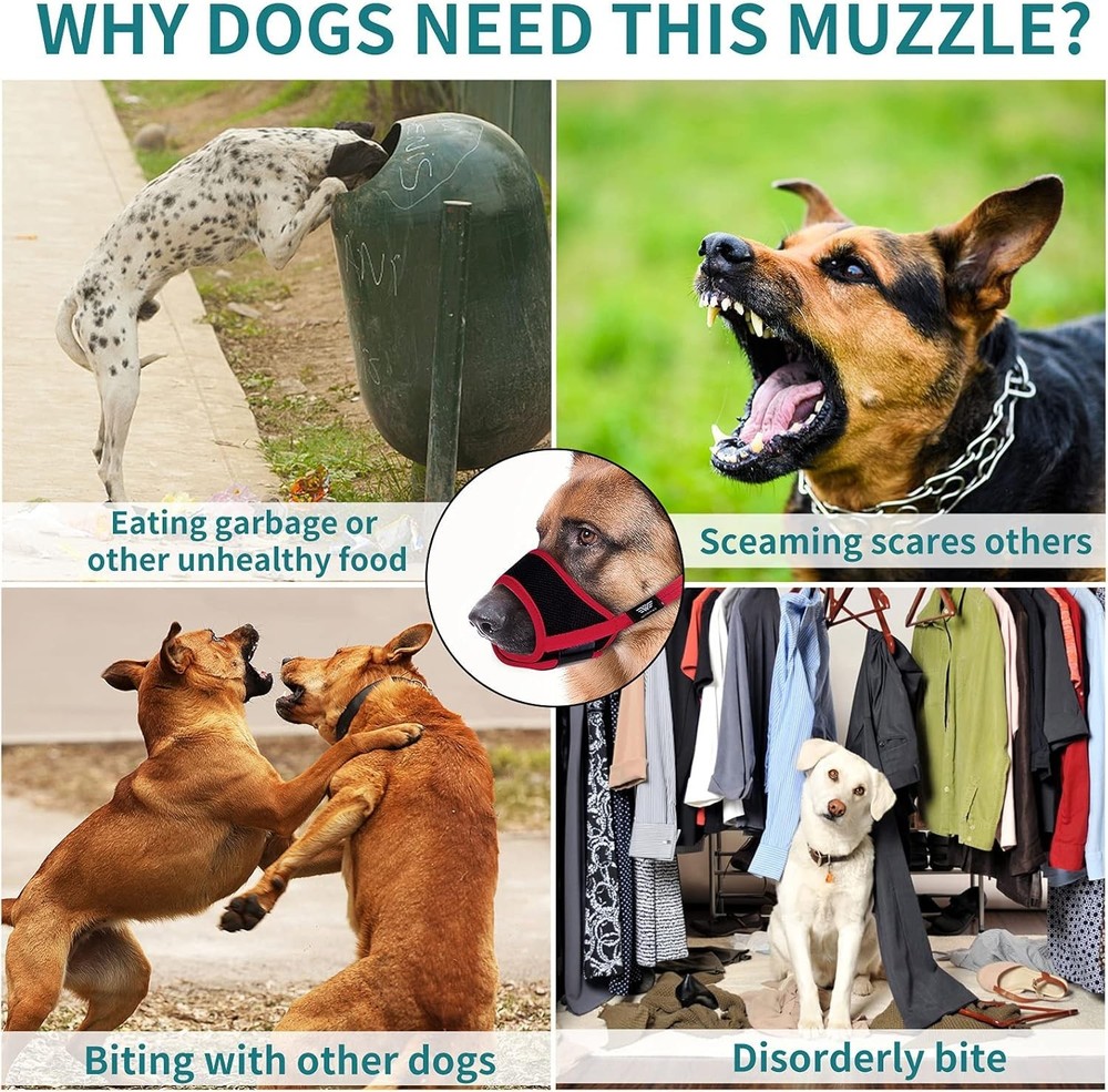 WONDAY Nylon Dog Muzzle Small Medium Large Sized Dogs Breathable Light Weight