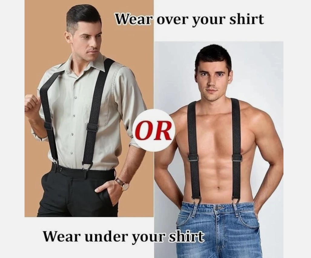 Suspenders for Men Heavy Duty, X Back Hidden Suspender 1.5 Under Clothing