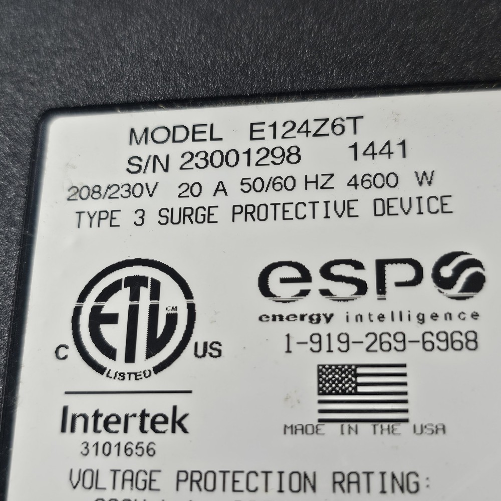 ESP E124Z6T Surge Protector 20A 50/60Hz 4600W