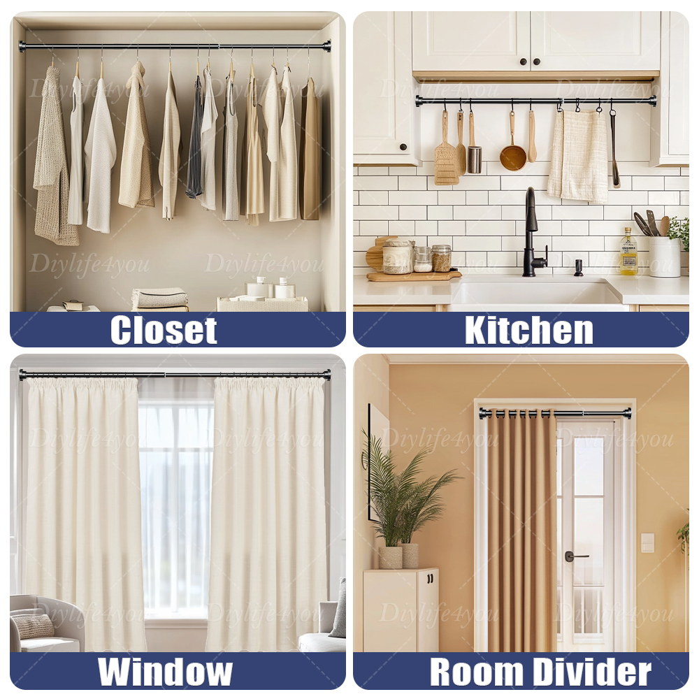 21in - 78in Stainless Steel Adjustable Telescopic Shower Curtain Rod Shower Kit