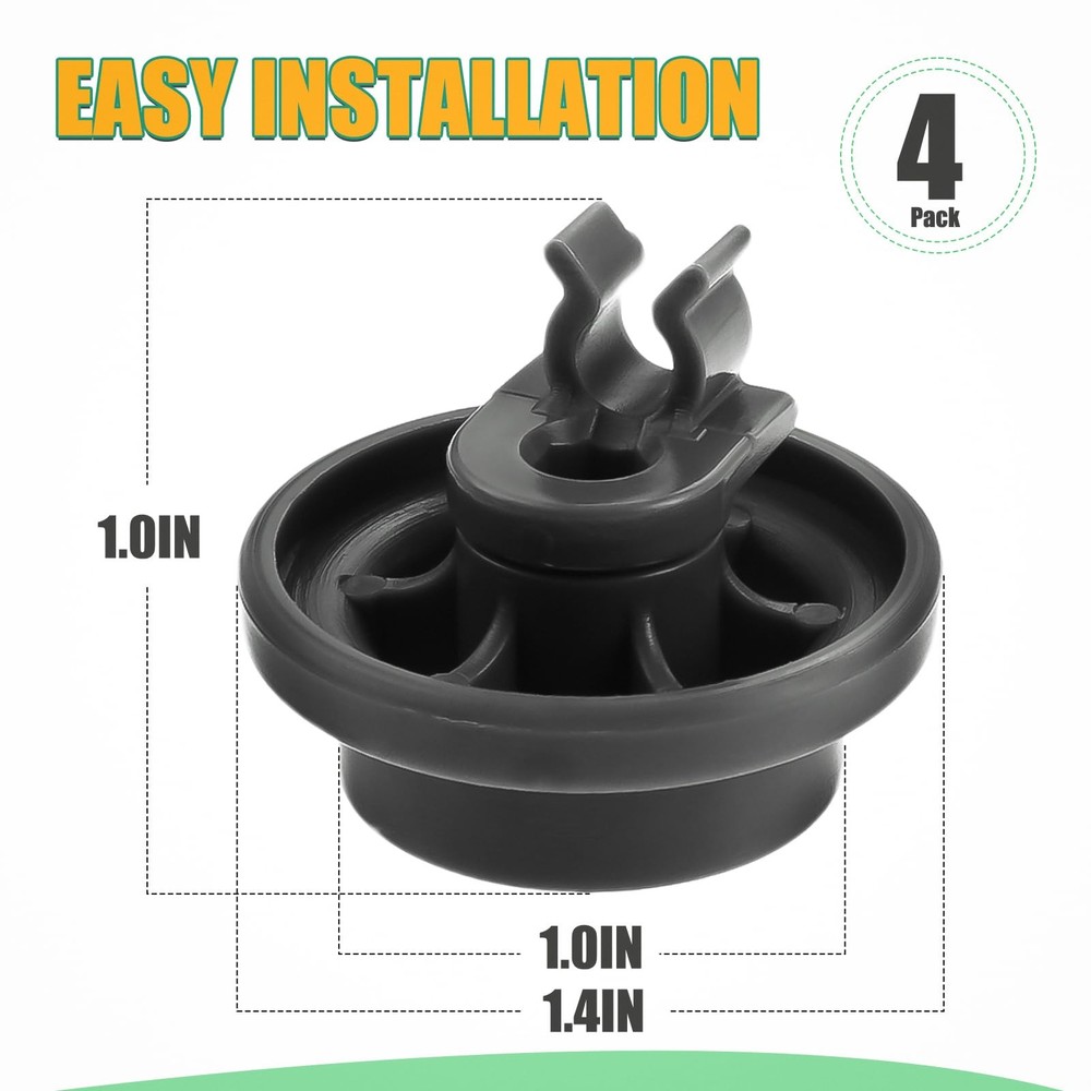 4 Pack 4581DD3003B Dishwasher Lower Rack Wheels, Bottom Dishrack Roller Assem...