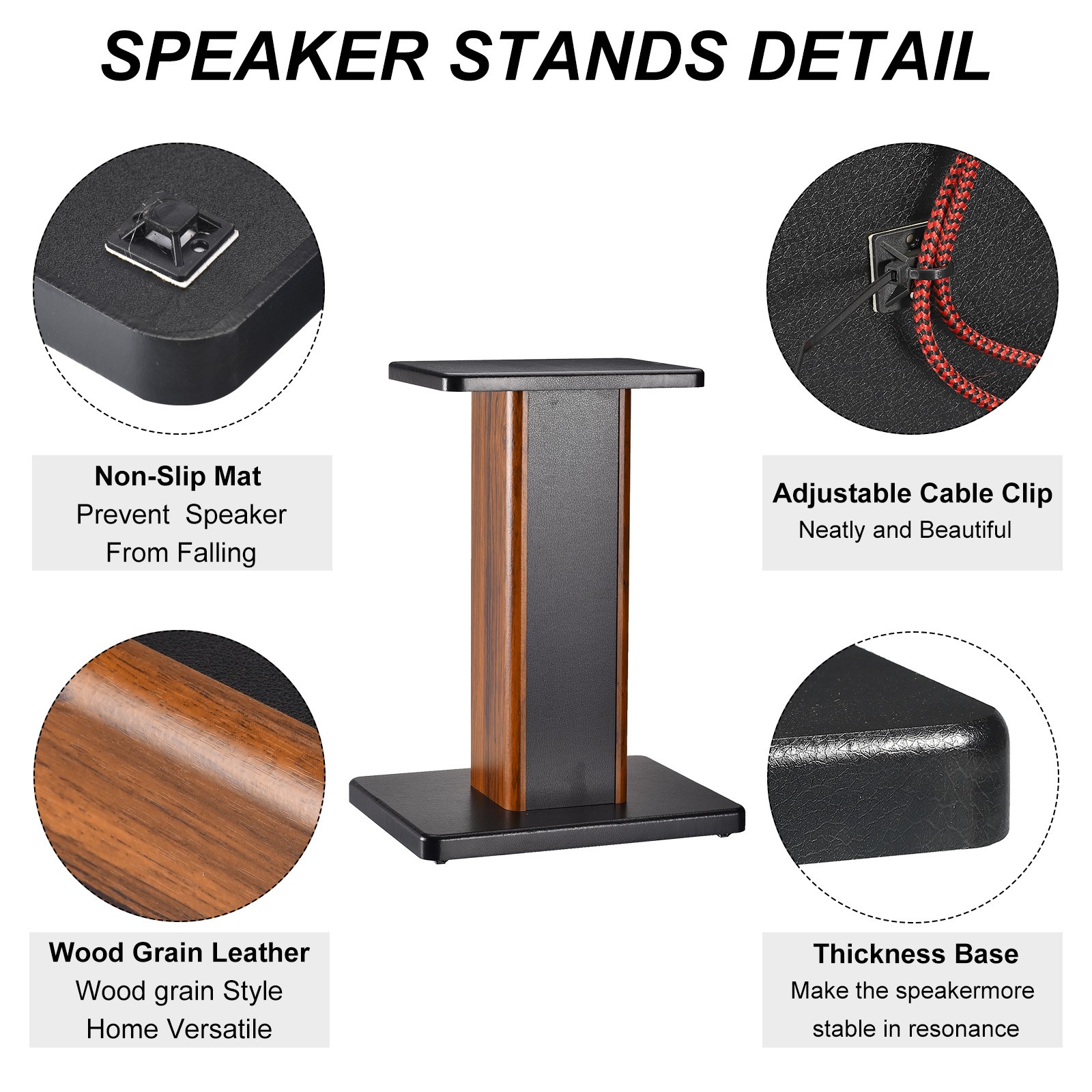 2 x Wood Speaker Stands 15.7 Inch (40cm) Speaker Stand Hollowed Stand