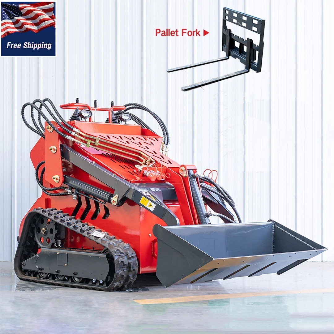 480 Tracked EPA 23HP 739cc Mini Skid Steer w/ Pallet Fork 12.7GPM 3-Pumps IN USA