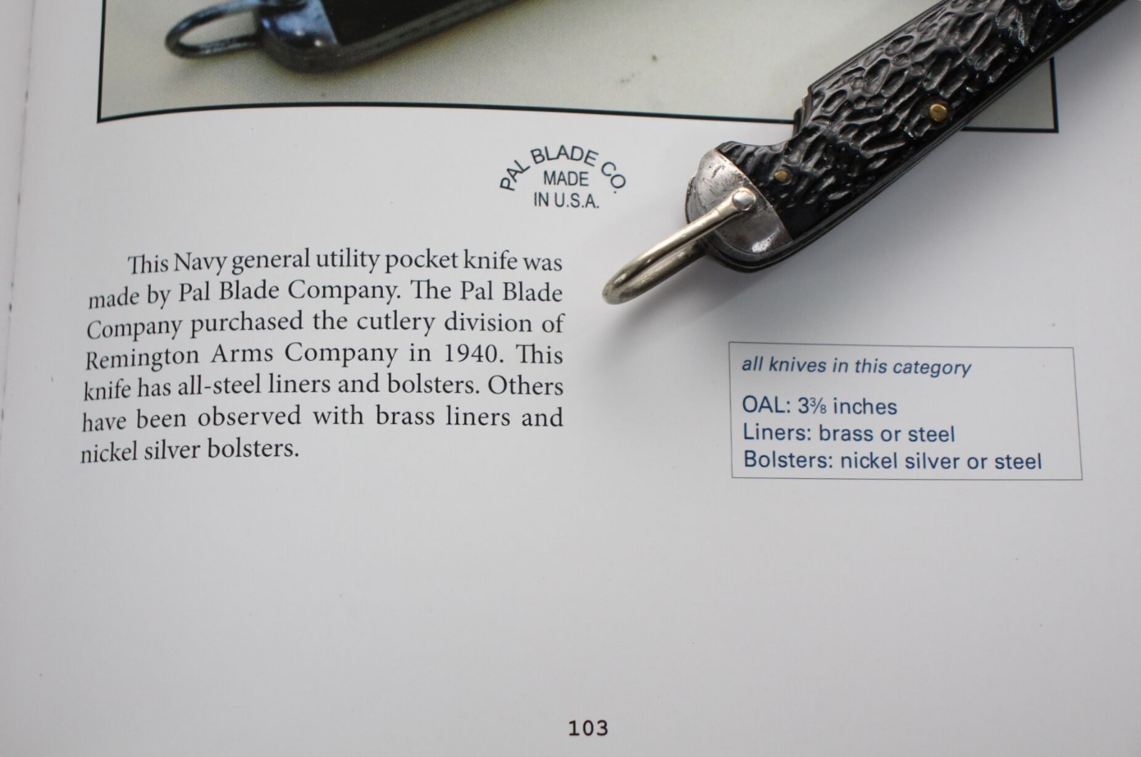 WWII US Navy General Purpose Pocket Knife PAL Blade Co Original G39