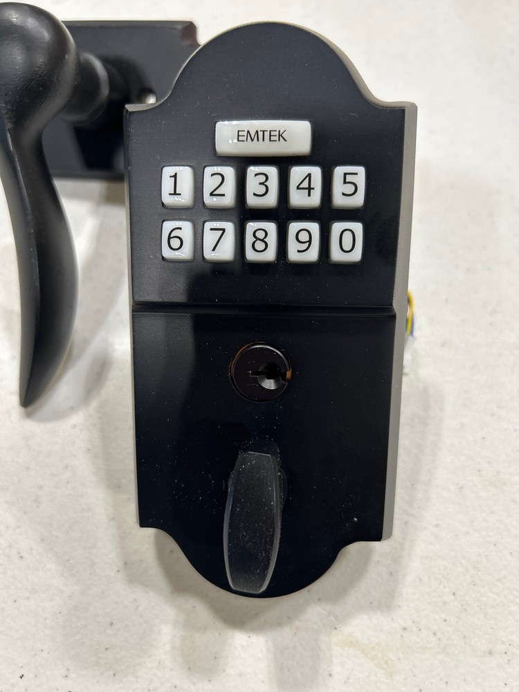 Emtek E451211FB Rustic Modern Electronic Keypad Handleset - Flat Black