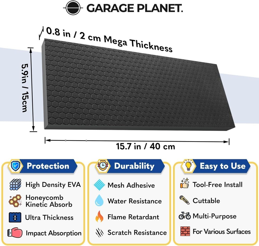 M2 Garage Wall Protector Car Door Wall Protector, Tool-Free, 4 Pack Black