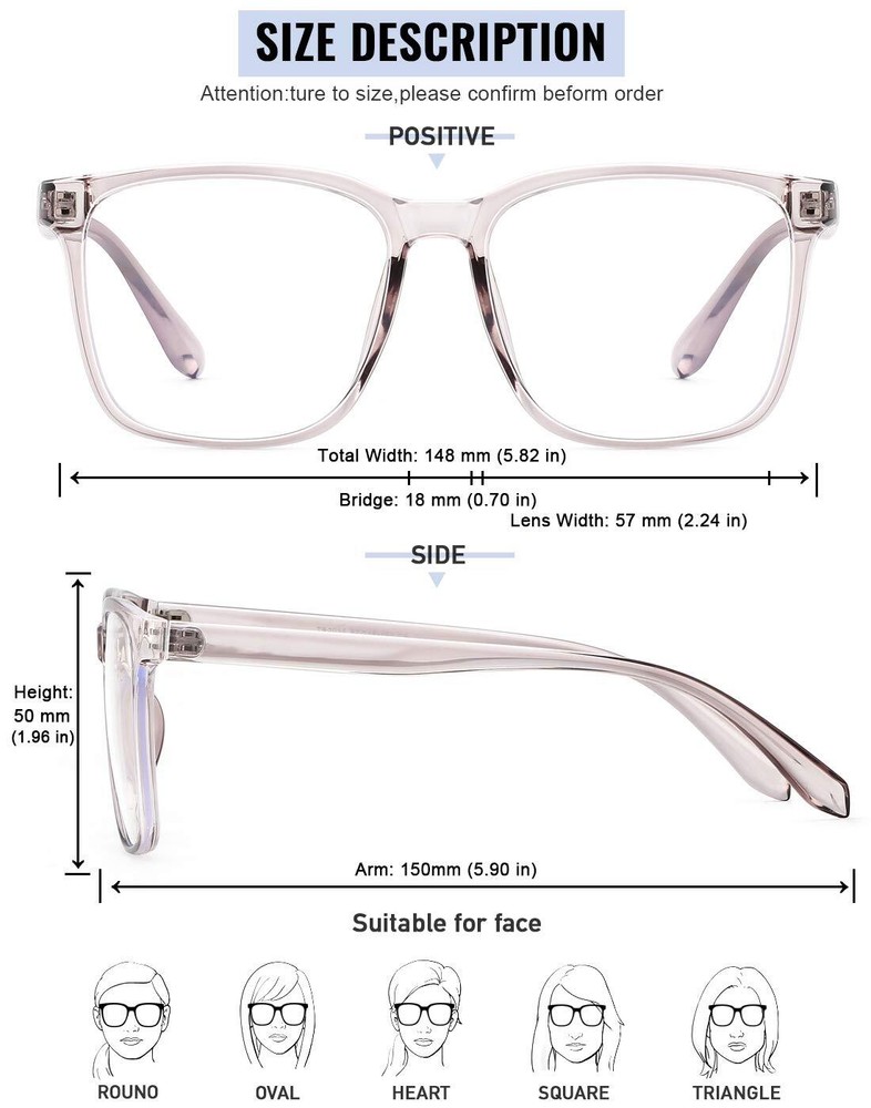 2 Pack Blue Light Blocking Glasses Oversized Square Computer Glasses Anti Blu...