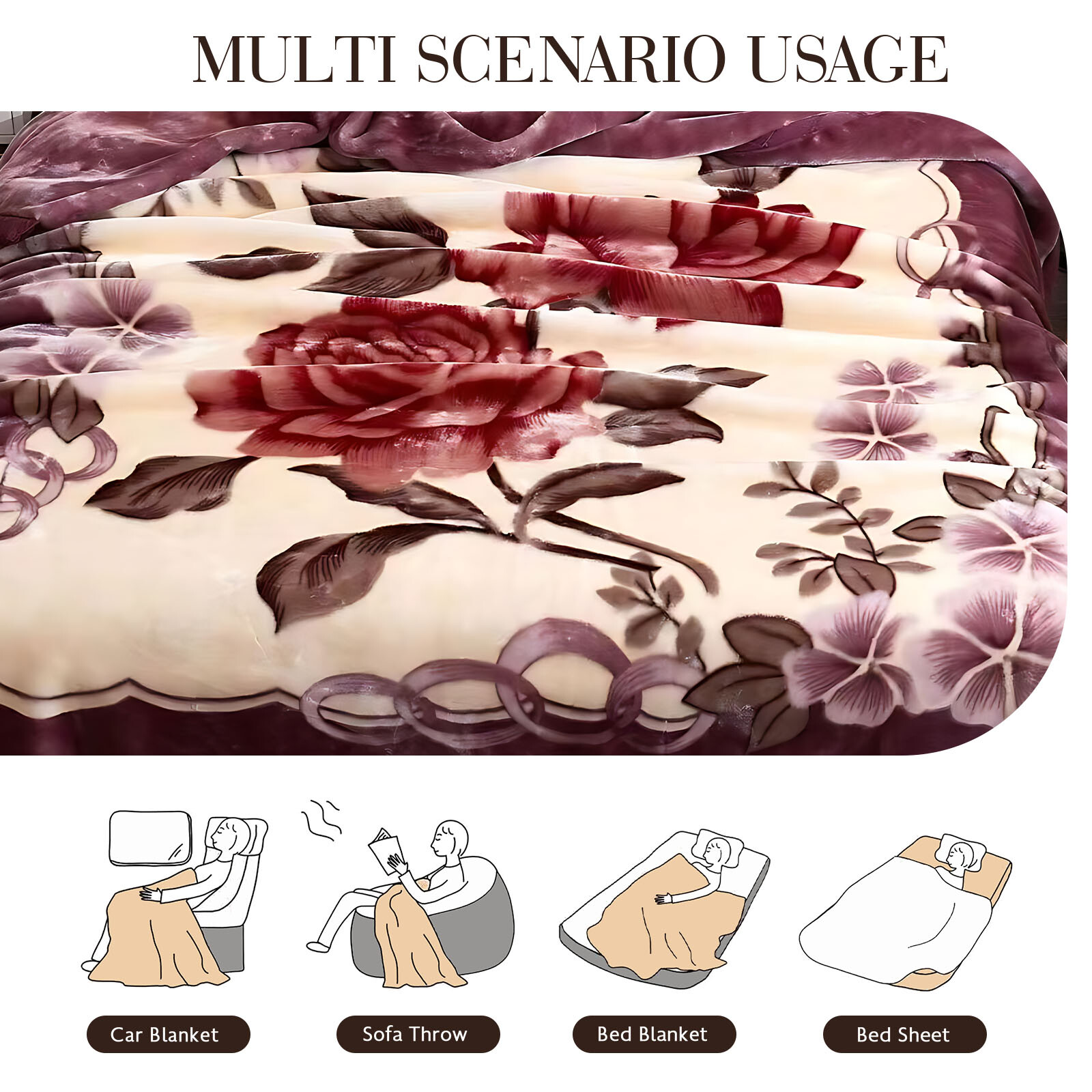 2-Ply Thick Heavy Fleece Blanket 8.8/13/15.4lb Printed Silky Soft Warm Blanket