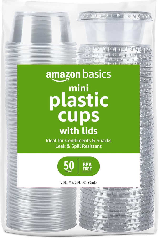 Disposable Plastic To-Go Cups and Lids, Mini, 2Oz, 50 Count