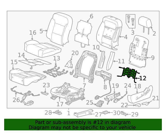 Genuine GM Front Seat Back Pad Support 22878859
