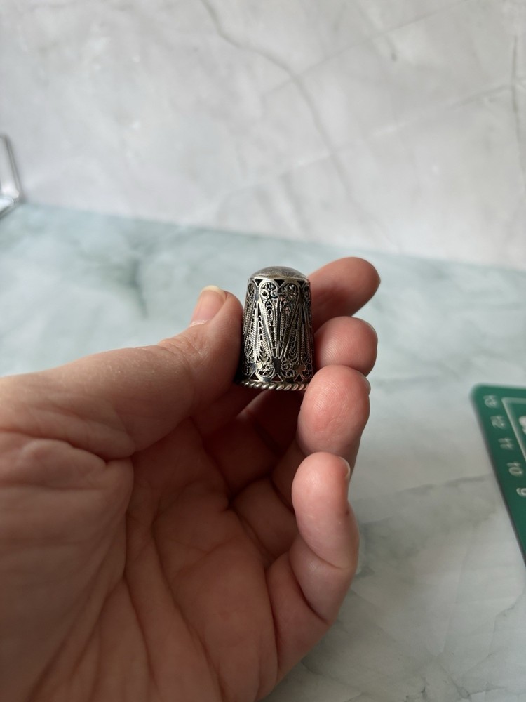 Spanish Silver Filigree Thimble Unmarked Gift Sewer Art