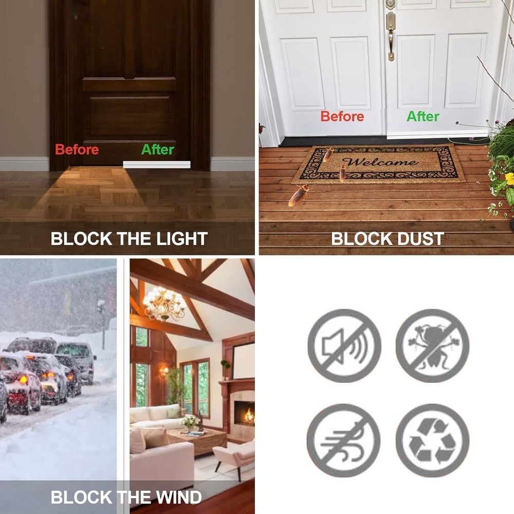 Door Draft Stopper Under Blocker Insulator Sweep White