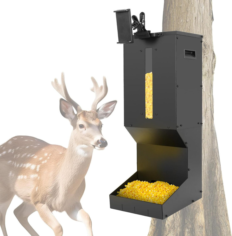 60Lb Automatic Metal Deer Feeder - Gravity Dispenser for Corn & Protein