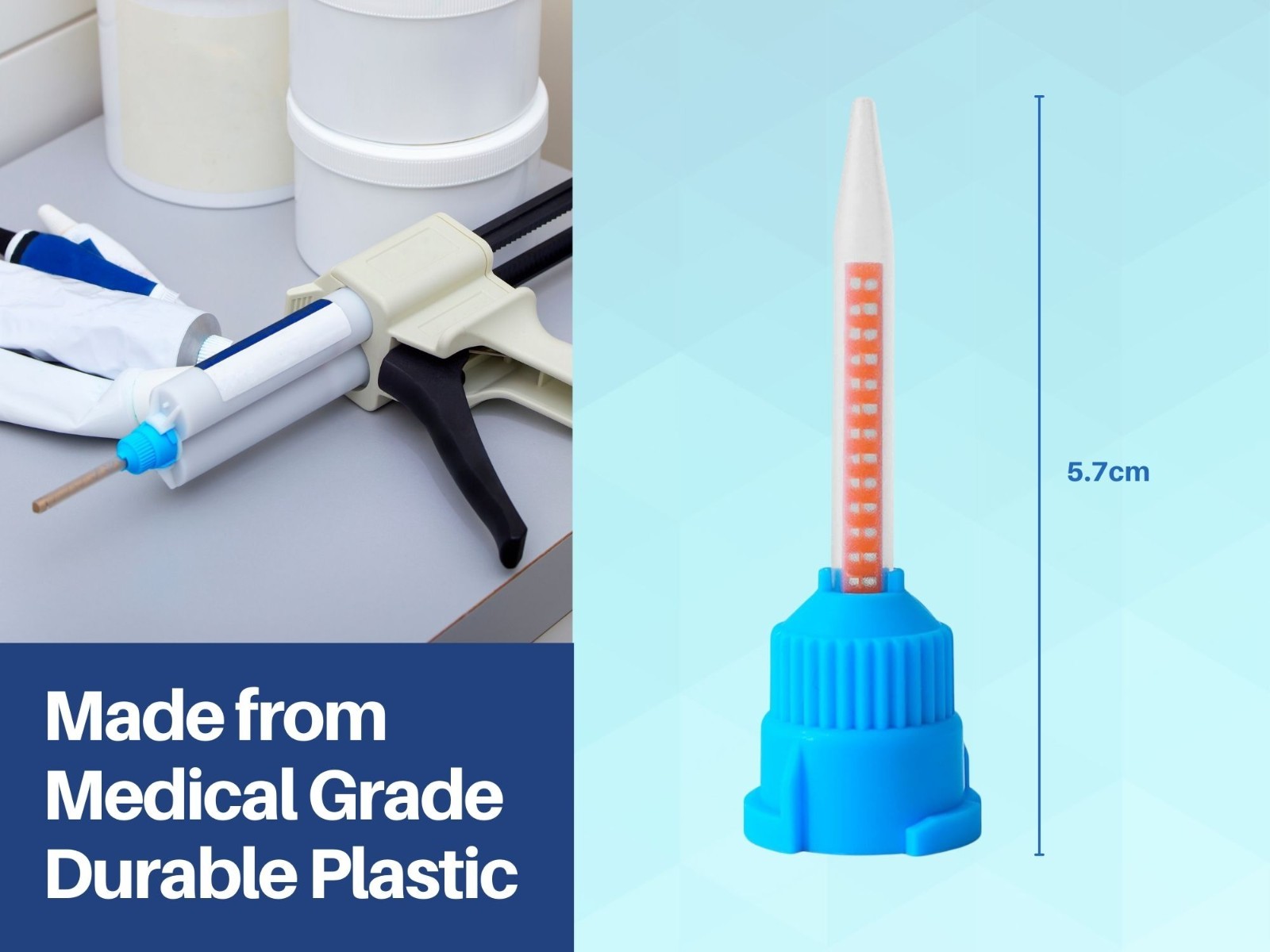 Mixing Tips 10:1 Ratio 5.7cm Crown & Bridge Impression, 50-Pack Blue/Orange