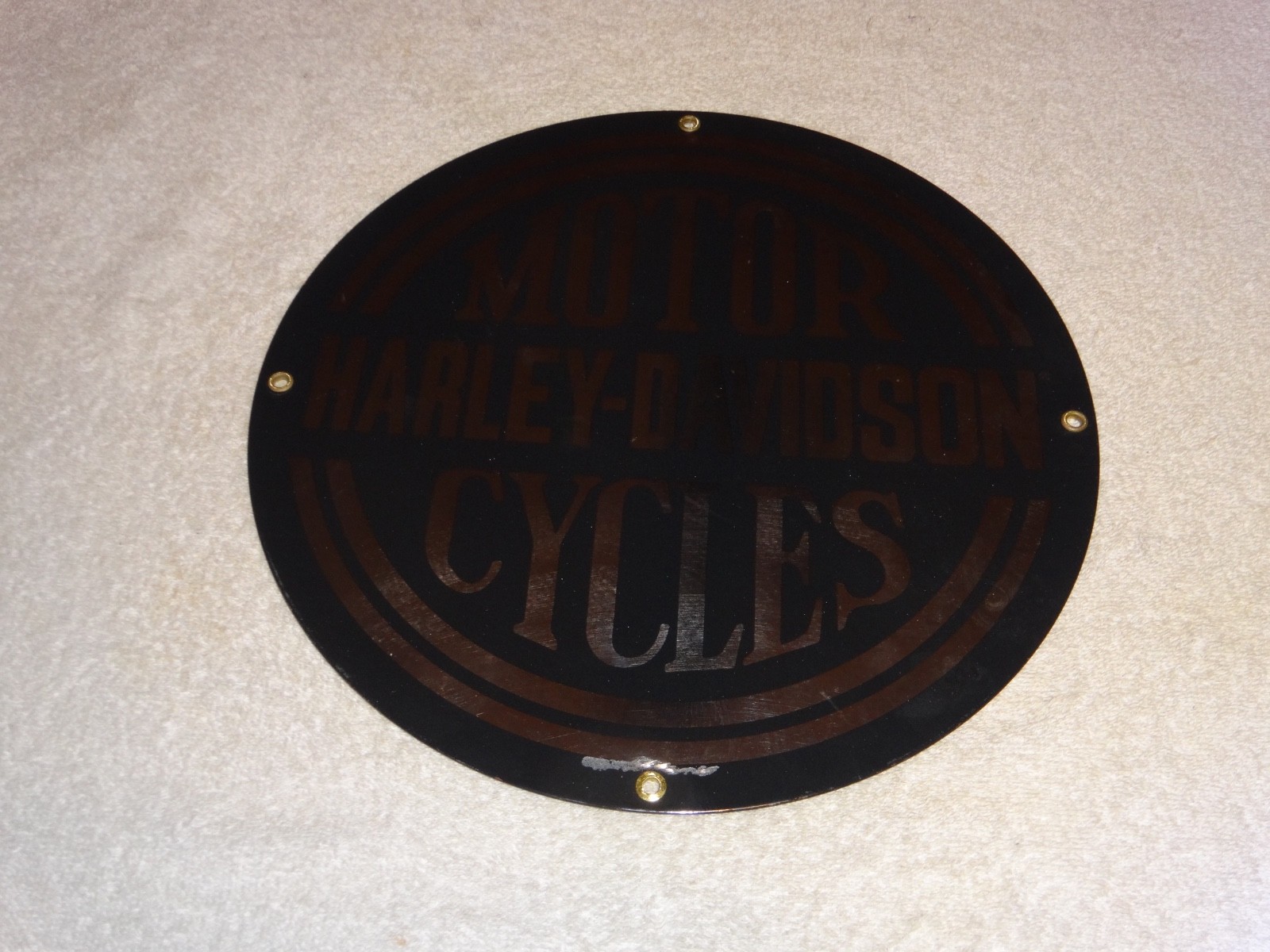 VINTAGE HARLEY DAVIDSON MOTORCYCLES 11 1/4" PORCELAIN METAL GASOLINE & OIL SIGN!