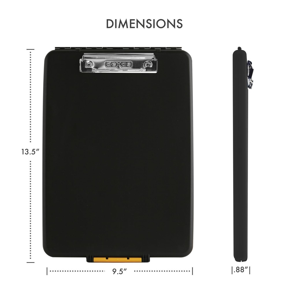 Dexas Slimcase Storage Clipboard, Black