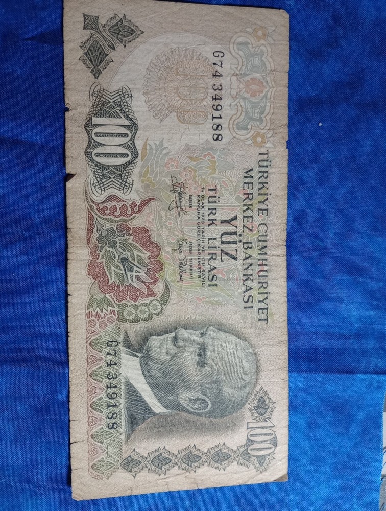 Turkish 100 LIRASI Banknote 1970