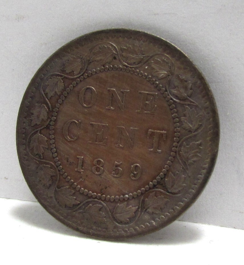 1859 Canada Large Cent Penny 1 Cent Nice Coin Almost Uncirculated