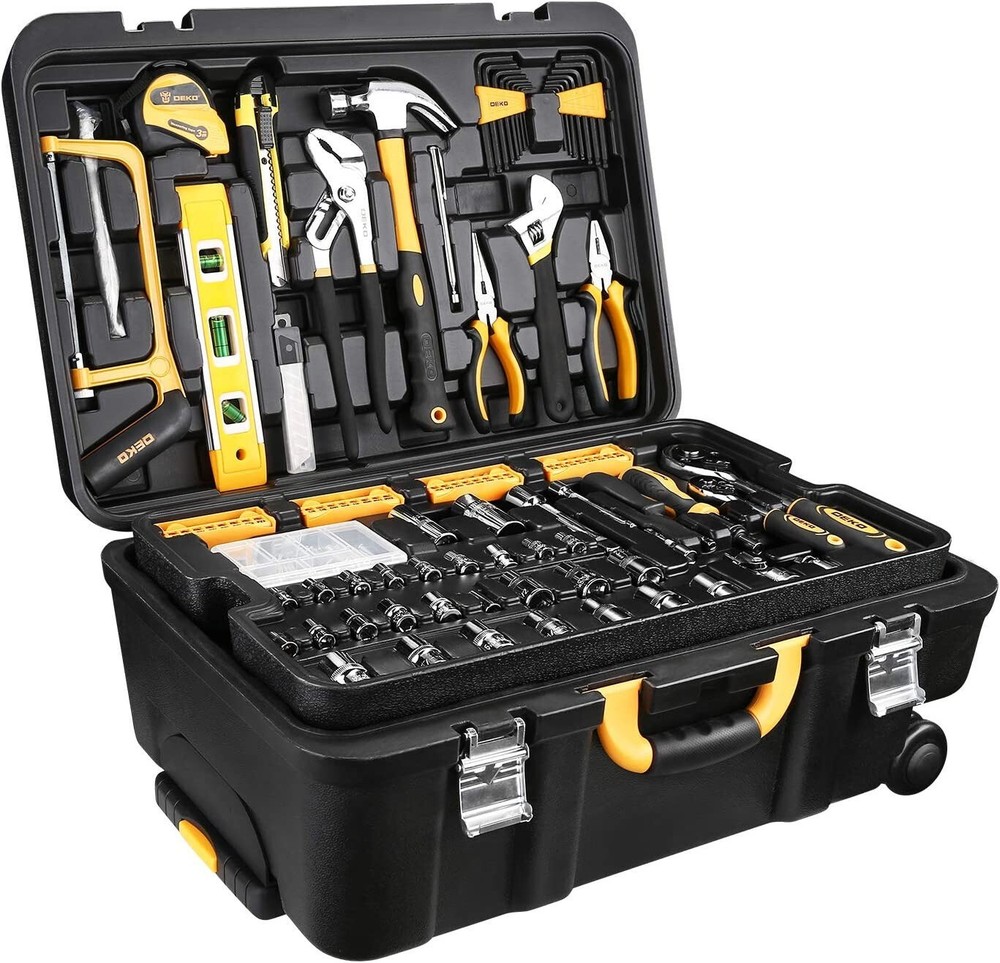 258 Piece Tool Kit with Rolling Tool Box Socket Wrench Hand Tool Set