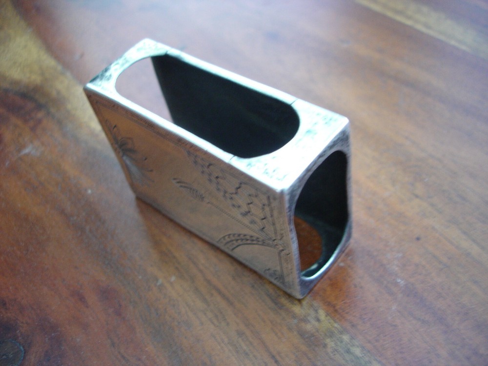 Russian Silver Match Striker Case marked ИК 84 Floral Engraved