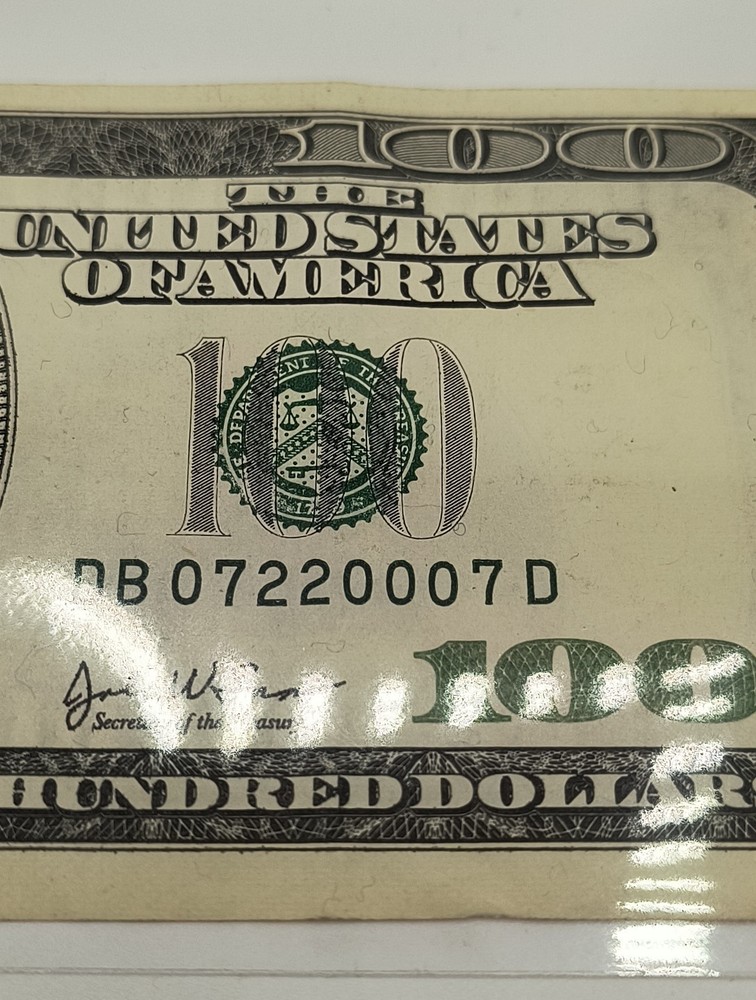 $100 Bill 2003 Series, Trinary Federal Reserve Note With Errors