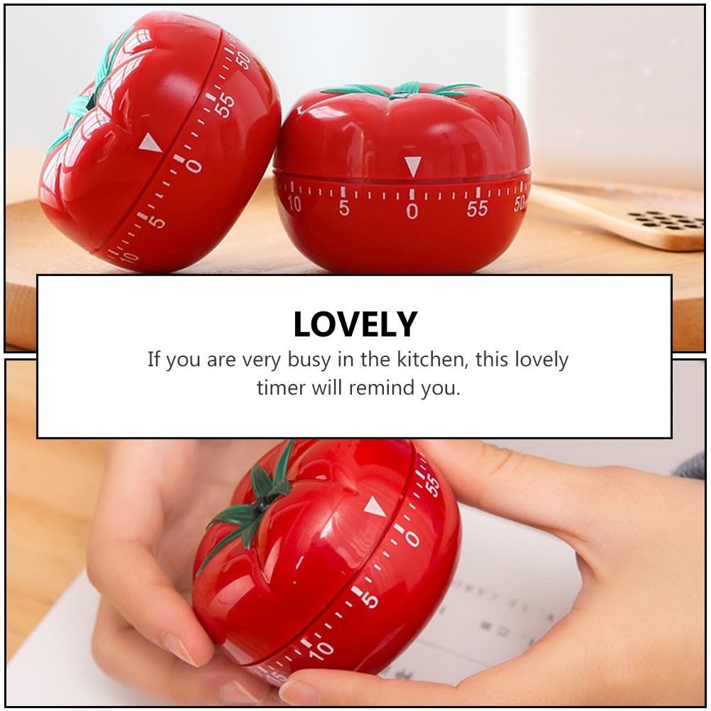 2 Pcs Cute Kitchen Timer 60-Minute Tomato Timer Cartoon Mechanical Countdown ...