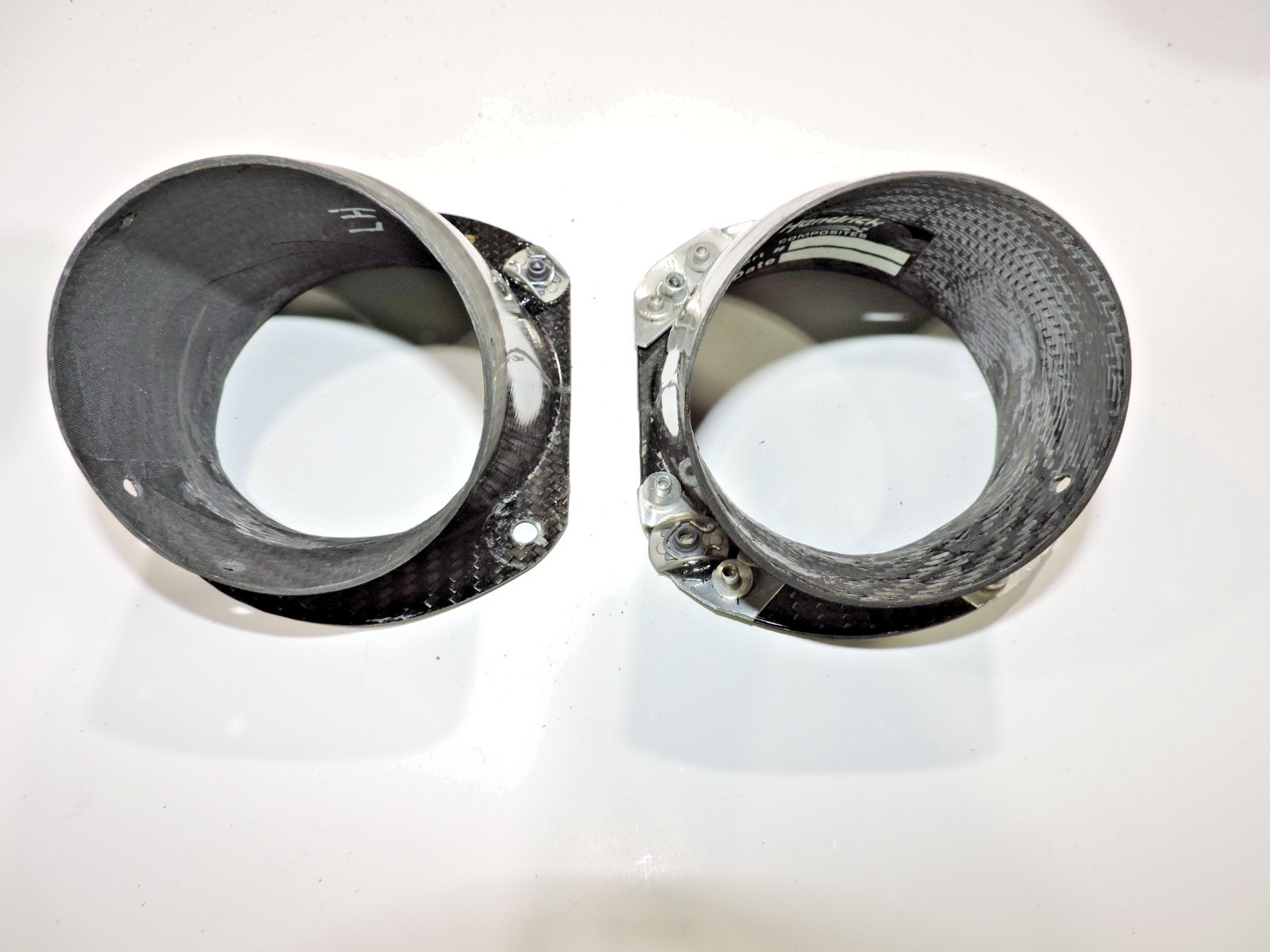 (2) Hendrick 3" carbon fiber flange ducts 45 degree Late model Nascar ARCA