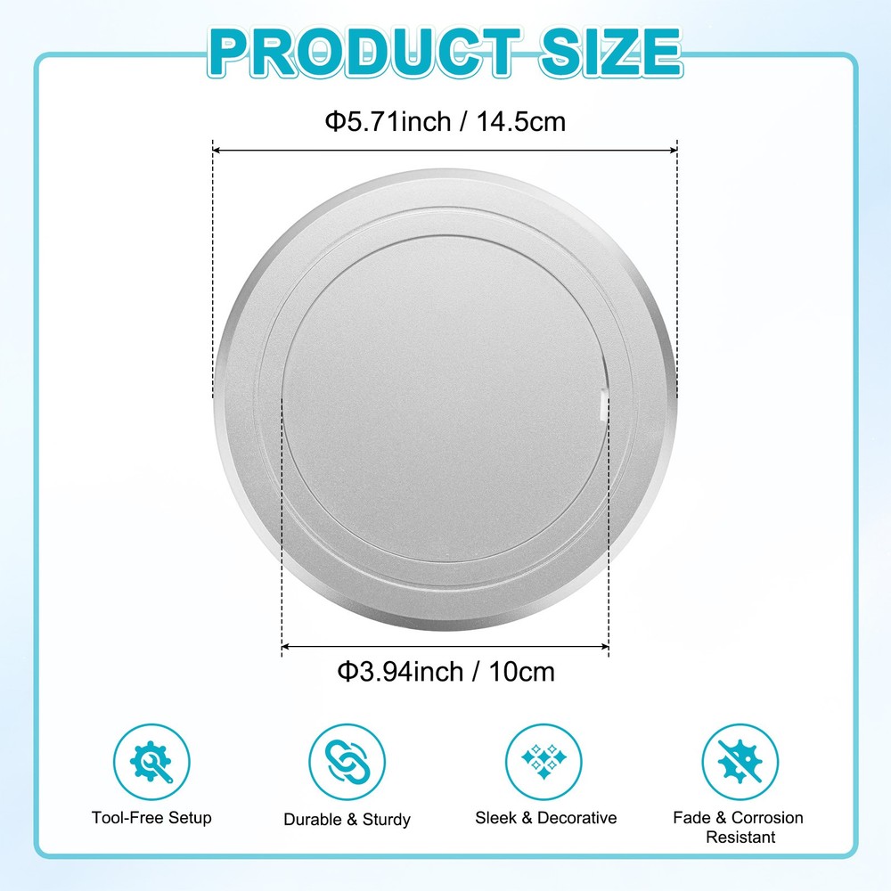 1-Pack Access Panel for Drywall, 4x4 Inch Round Plastic Removable [Silver Tone]