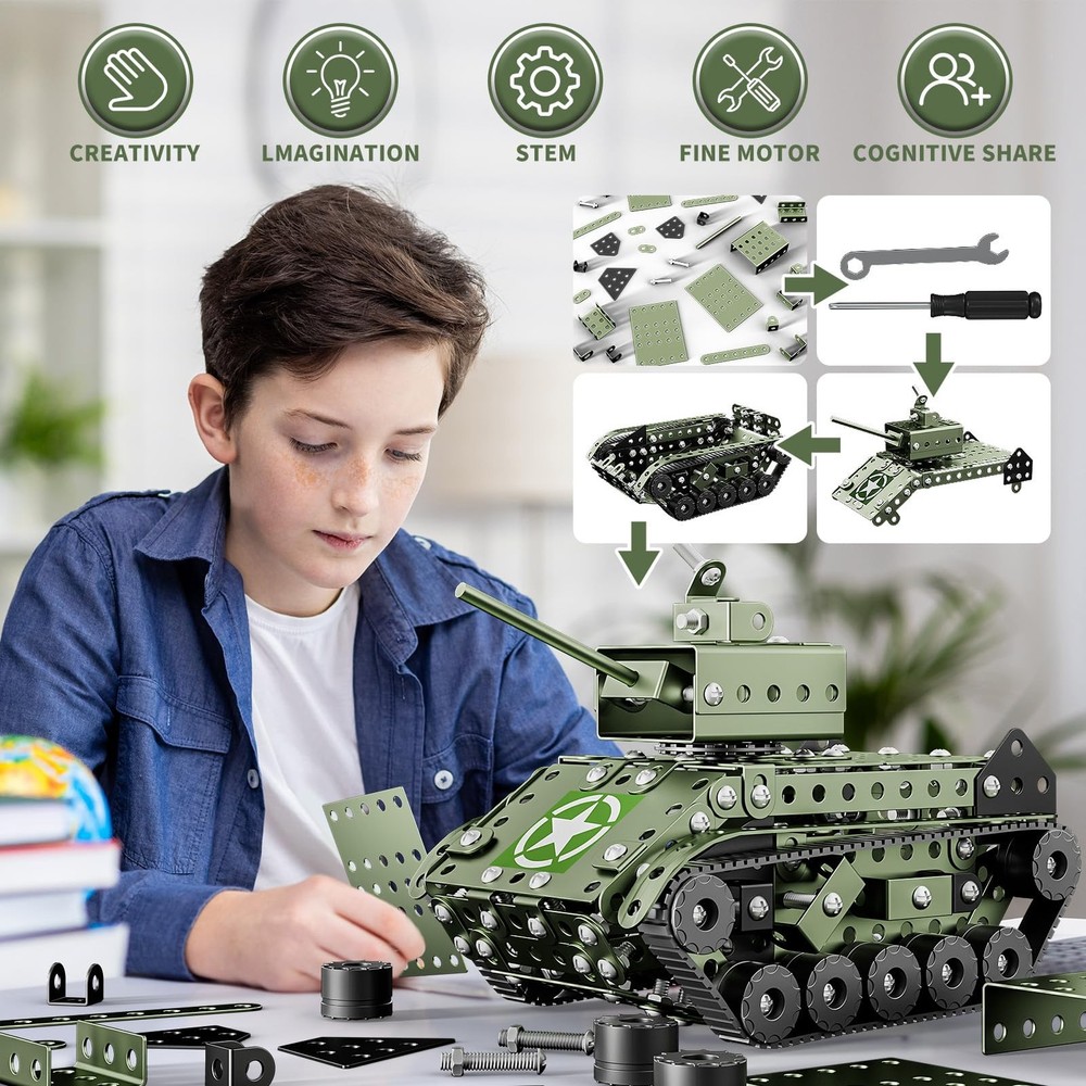 STEM Building Projects Model Army Tank Set - 284 Pieces STEM Project Building...