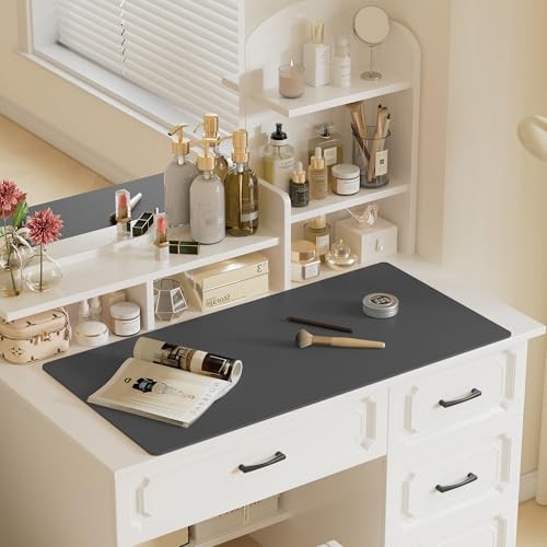 Aothia Leather Desk Pad Protector, Mouse Pad, Office 36" x 17", Gray