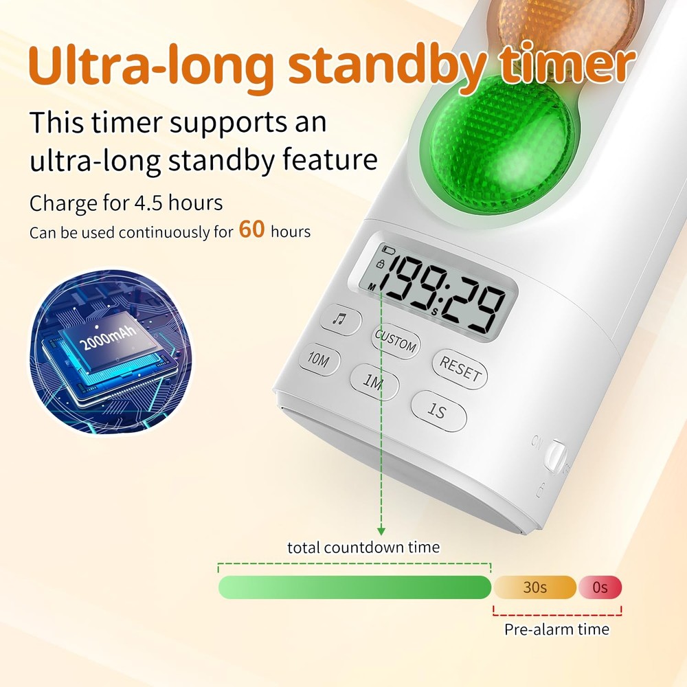 Traffic Light Visual Timer&ADHD Tool for Kids Adults Display Volume Adjustmen...