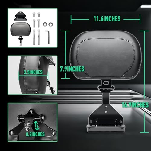 Motofunder Driver Backrest Adjustable Lumbar Support Rider Backrest Mount Kit