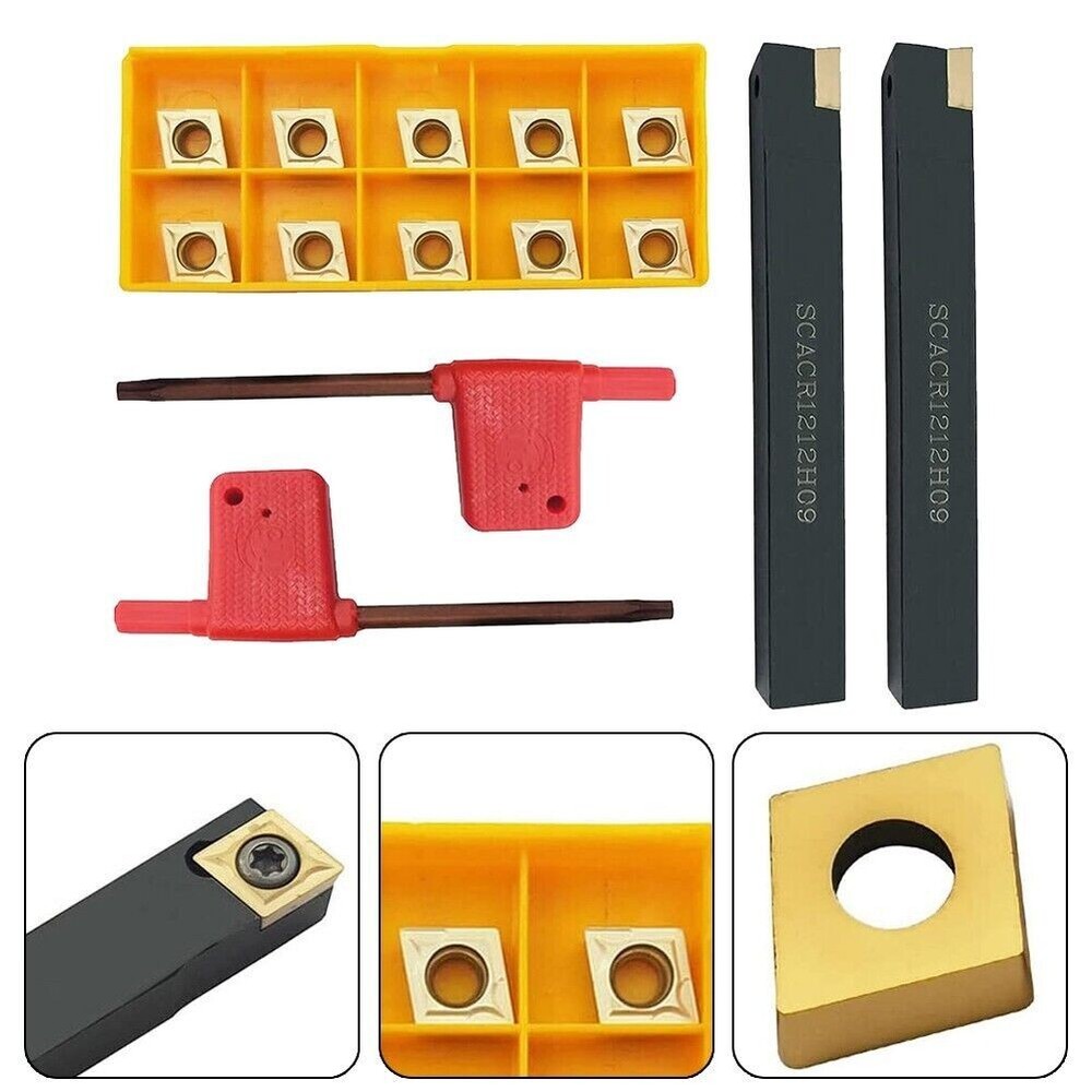 1/2" Shanks Carbide Indexable Turning Tool Lathe Tool Insert Holder Bit Set 2Pcs