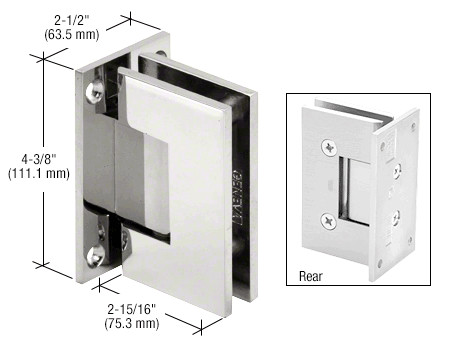 Polished Chrome Victoria 5 Degree Pre-Set Wall Mount Full Back Plate Hinge