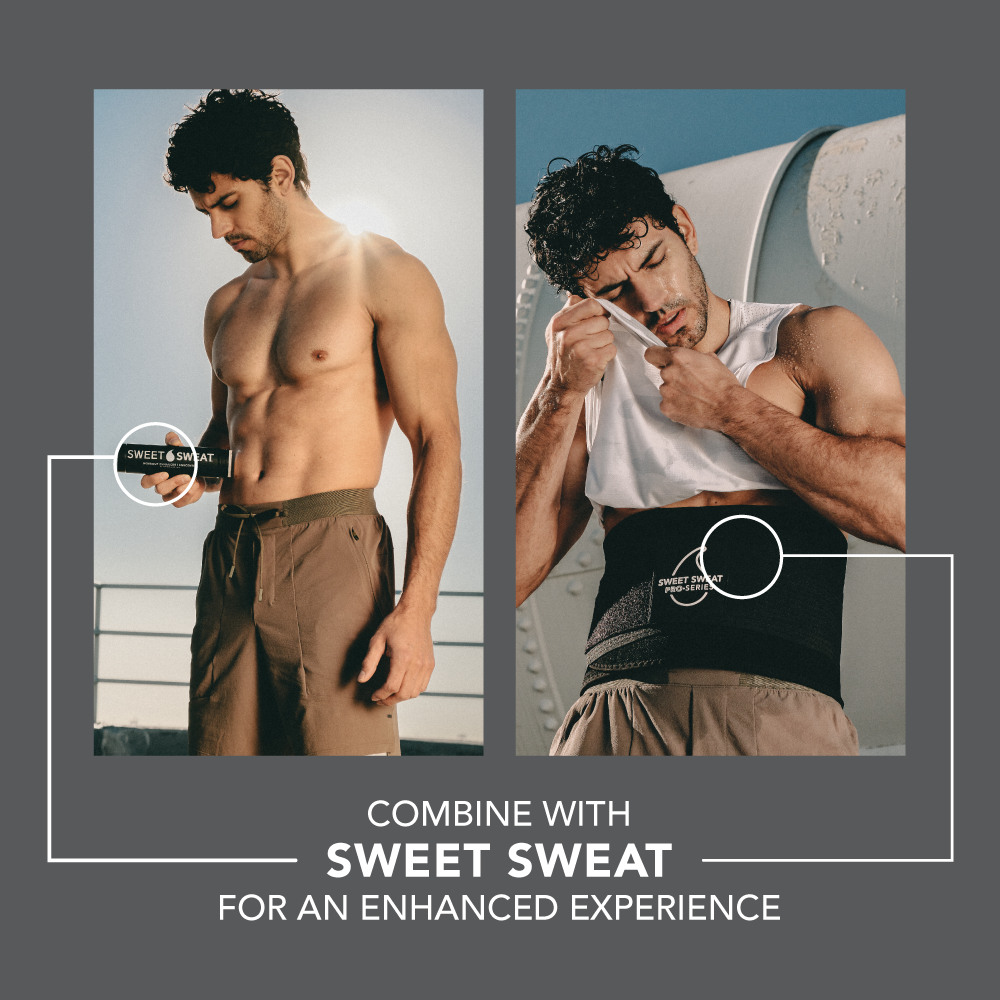 Sweet Sweat Waist Trimmer Pro - Black / White XS / S (38 x 8in) 3.5 - 4mm thick