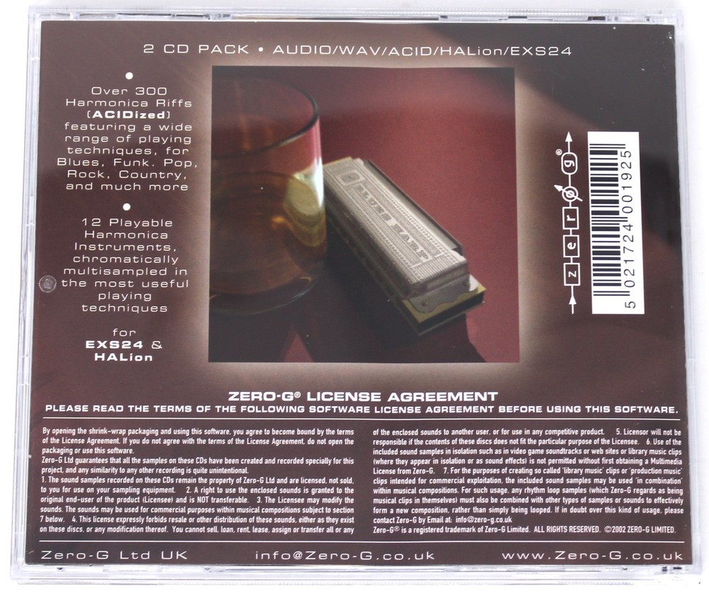 Zero-G Harmonica Sample/Sound Library/Sampling 2 CD ACID WAV EXS24 HALION Audio