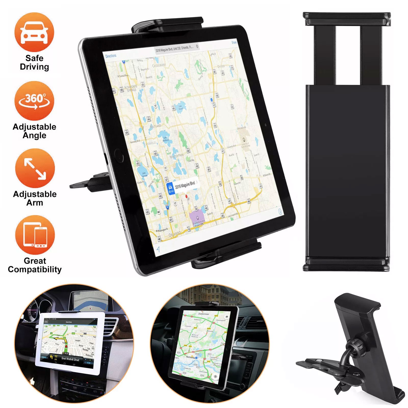 360° Car CD Slot Tablet Phone Holder Mount Universal for Galaxy Tab iPad iPhone