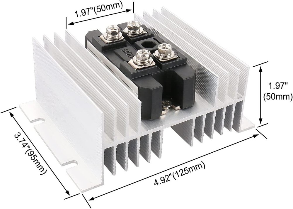 Baomain Bridge Rectifier MDQ-100A 100A 1600V Diode Module with Heat Sinks...